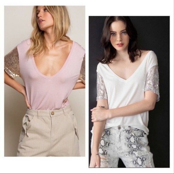 KNIT Top with Short Sleeves & Sequins in Rose Dawn - Picture 5 of 13